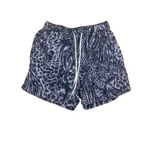 Urban Outfitters Mens Swim Trunks Large Gray Animal Print Leopard Zebra Shorts